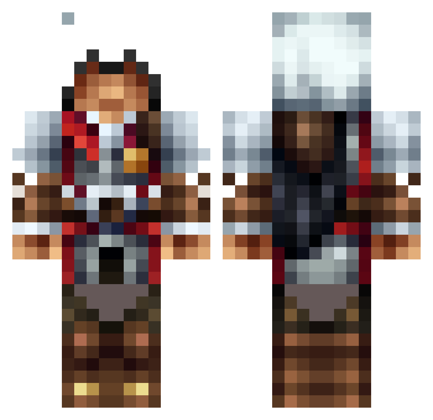 Implorer Minecraft skin, front and back view