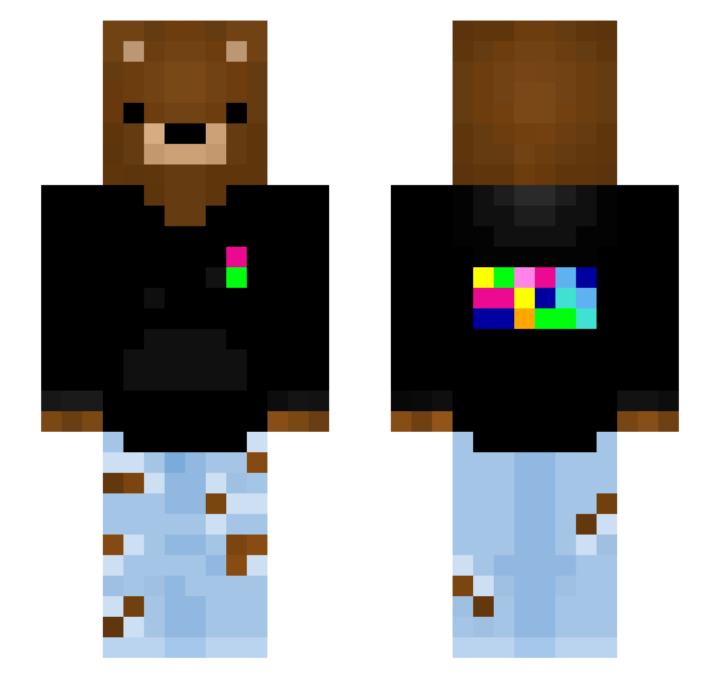 TacosTheInfamous Minecraft skin, front and back view