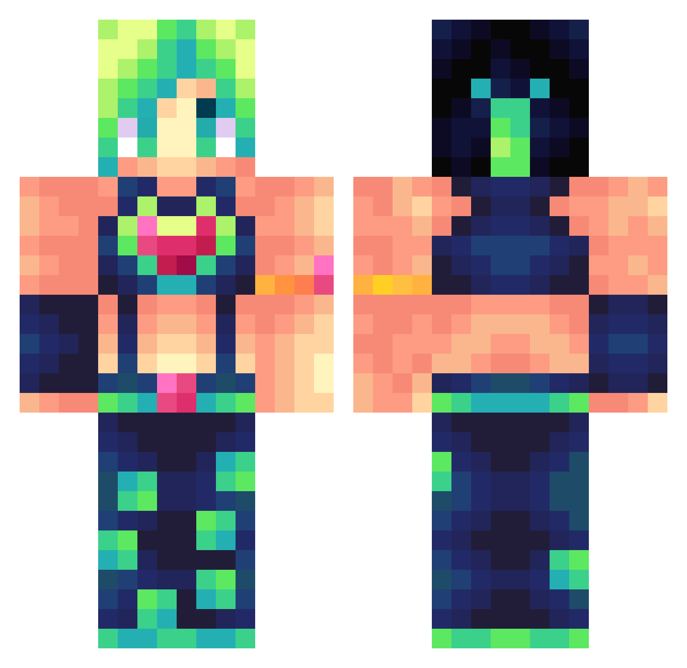 bonglordmiku Minecraft skin, front and back view