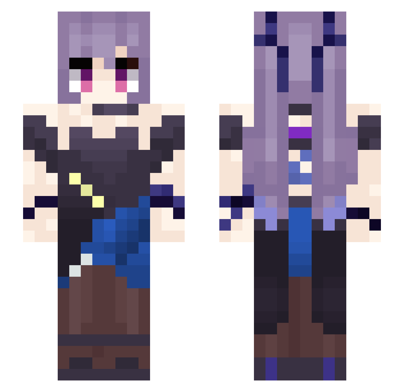 hxtes Minecraft skin, front and back view