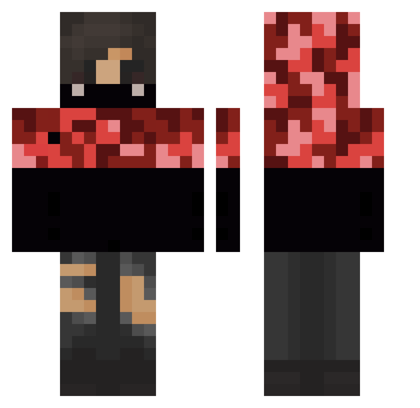 Smartened Minecraft skin, front and back view