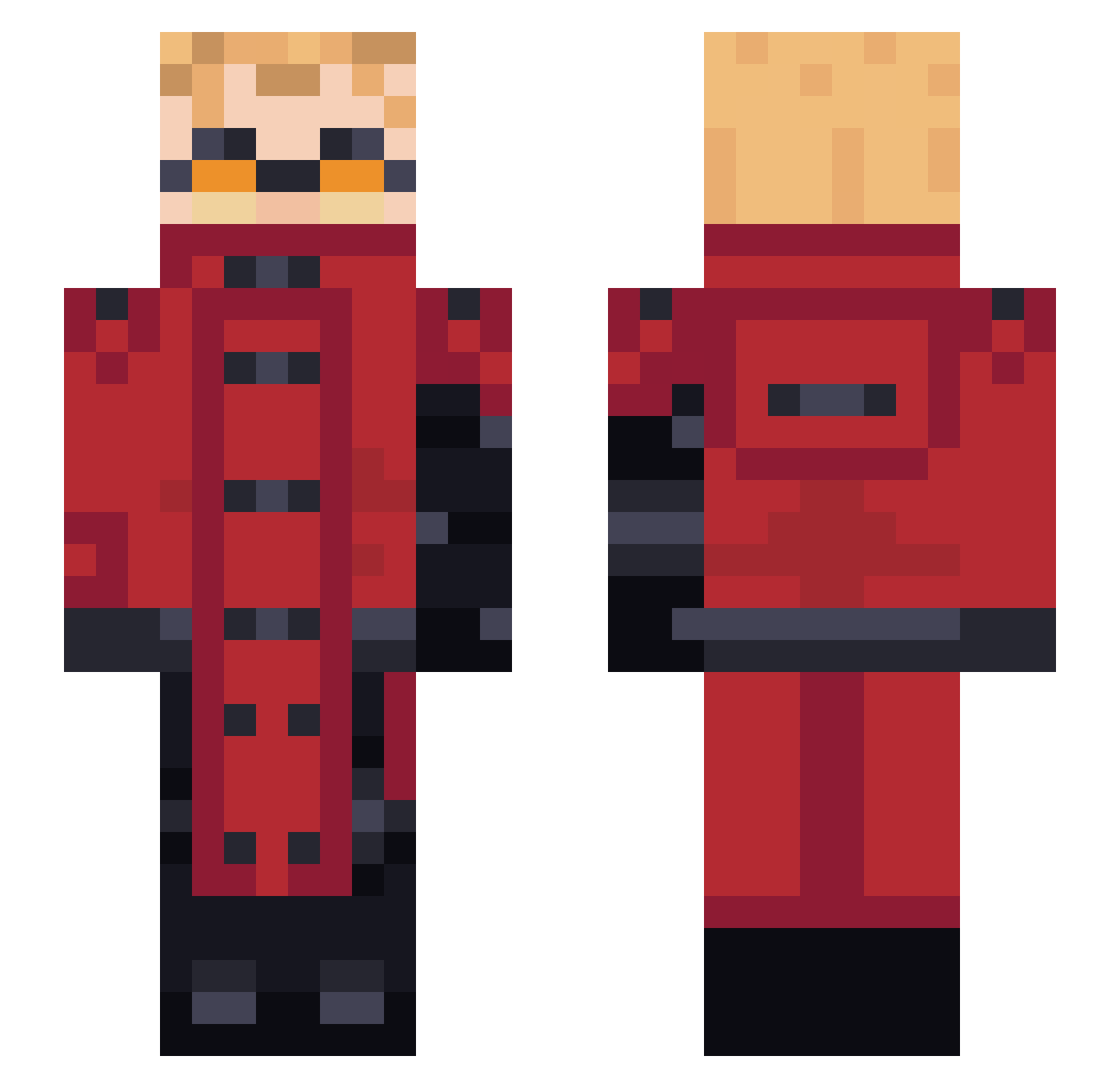 Omzuul Minecraft skin, front and back view