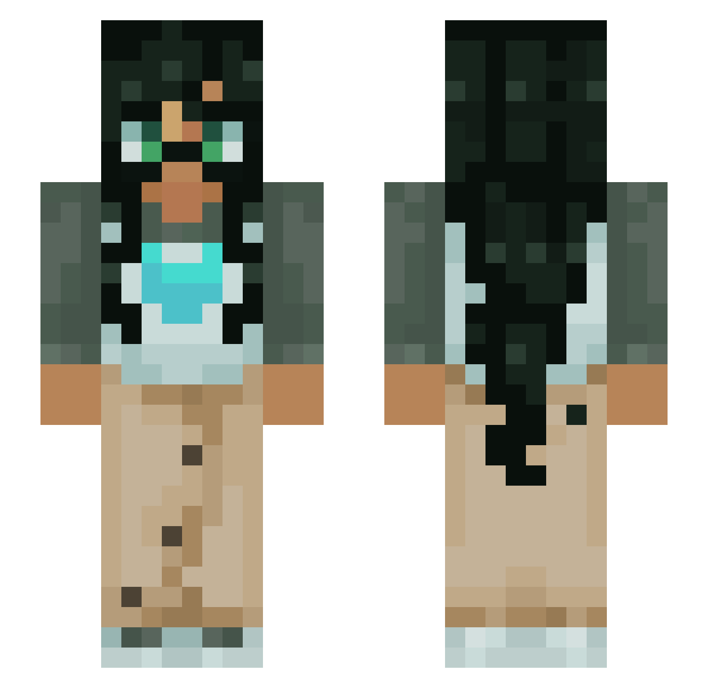 quest4heartz Minecraft skin, front and back view