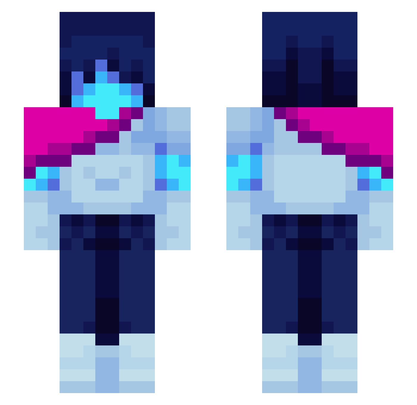 darkitio Minecraft skin, front and back view