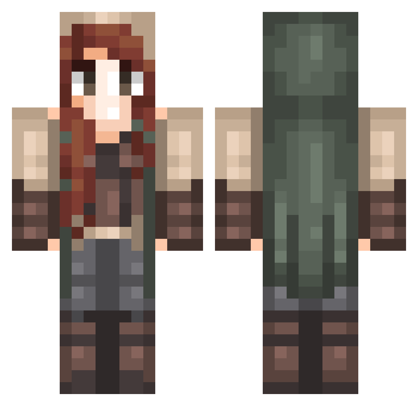 Snowymerc Minecraft skin, front and back view
