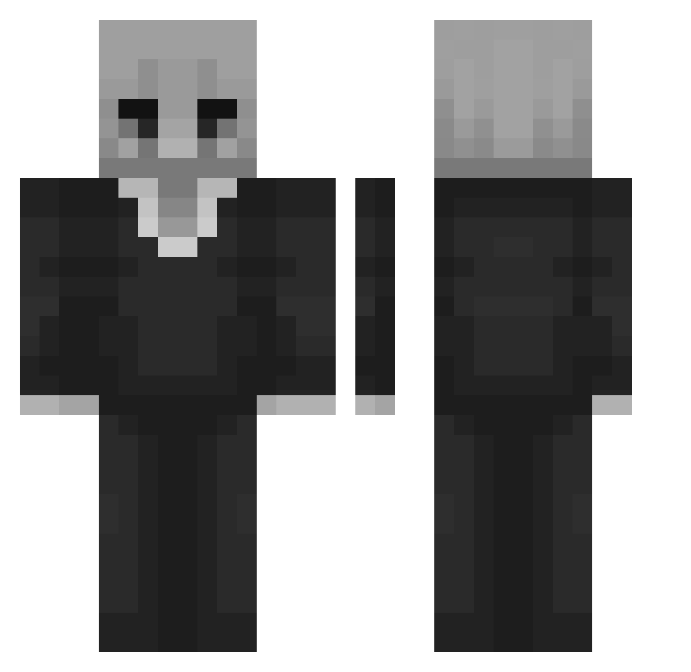 wizard0npc Minecraft skin, front and back view