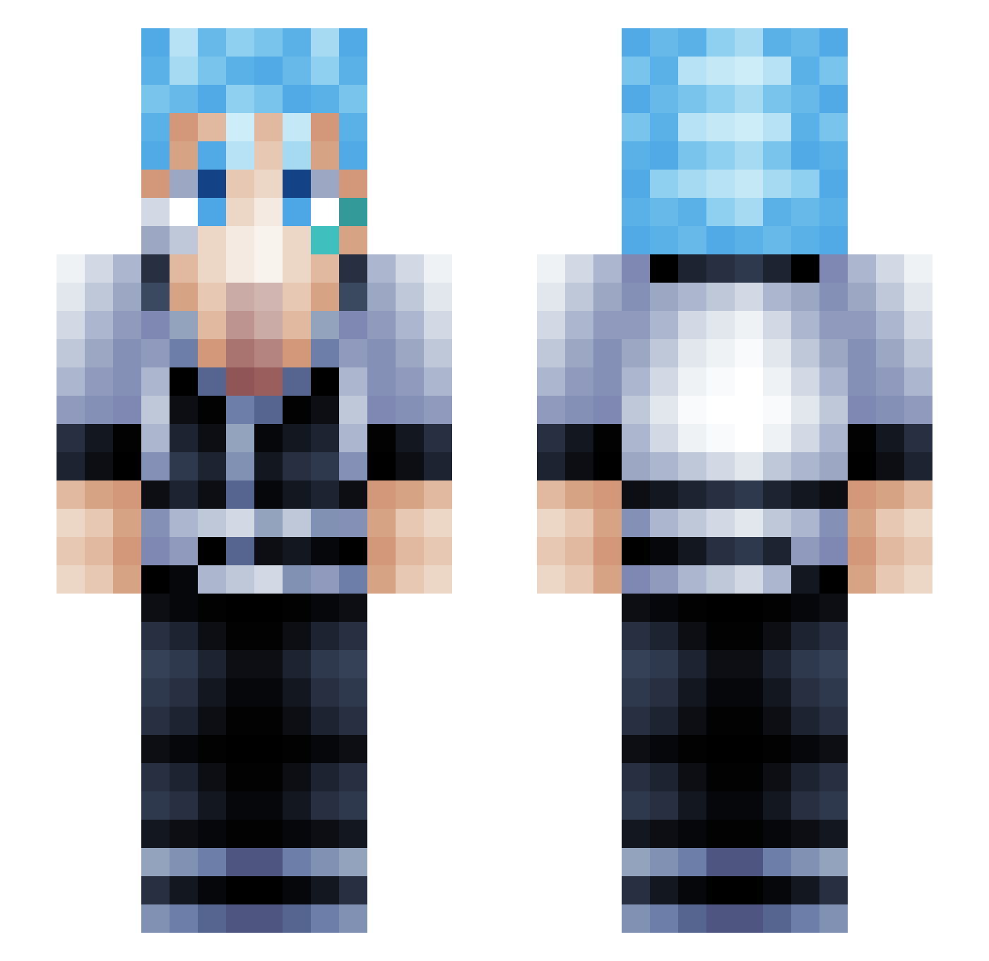0R10NNNN Minecraft skin, front and back view