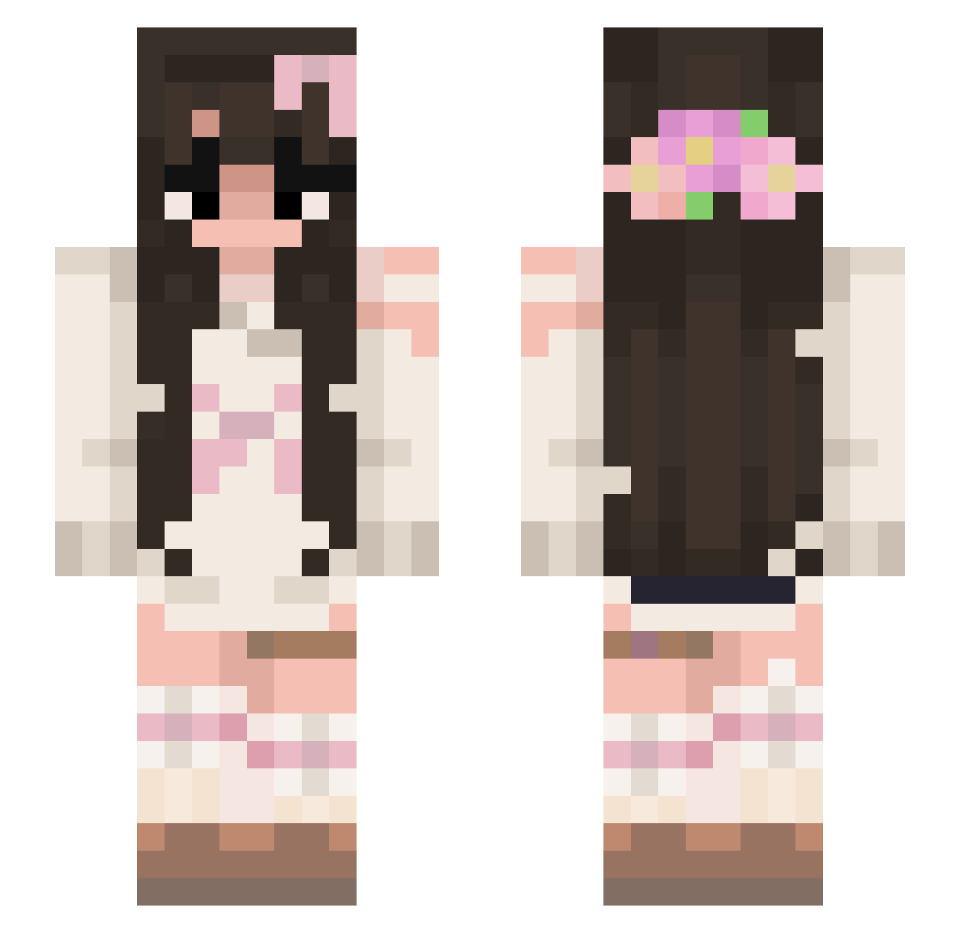 Pastinas Minecraft skin, front and back view
