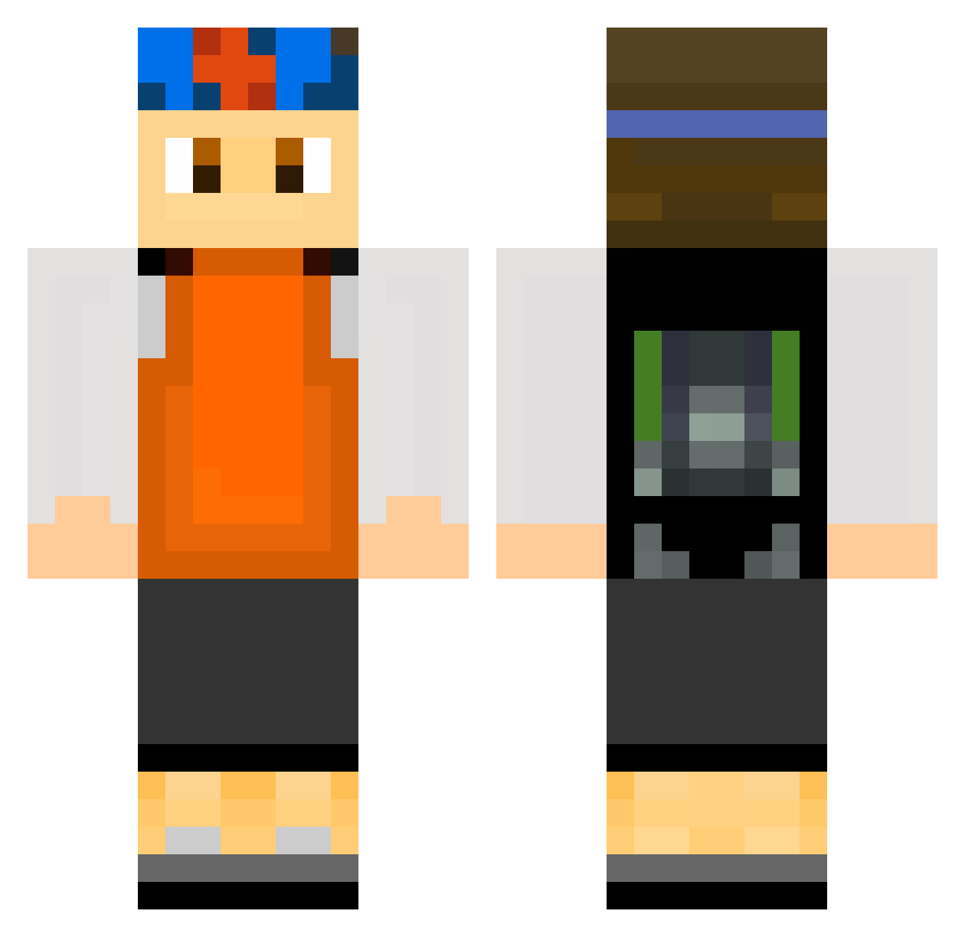 Packs Minecraft skin, front and back view