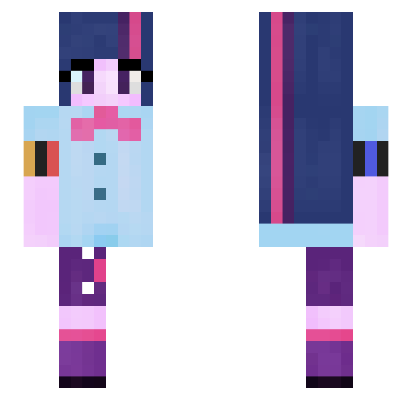 Fortnite Minecraft skin, front and back view