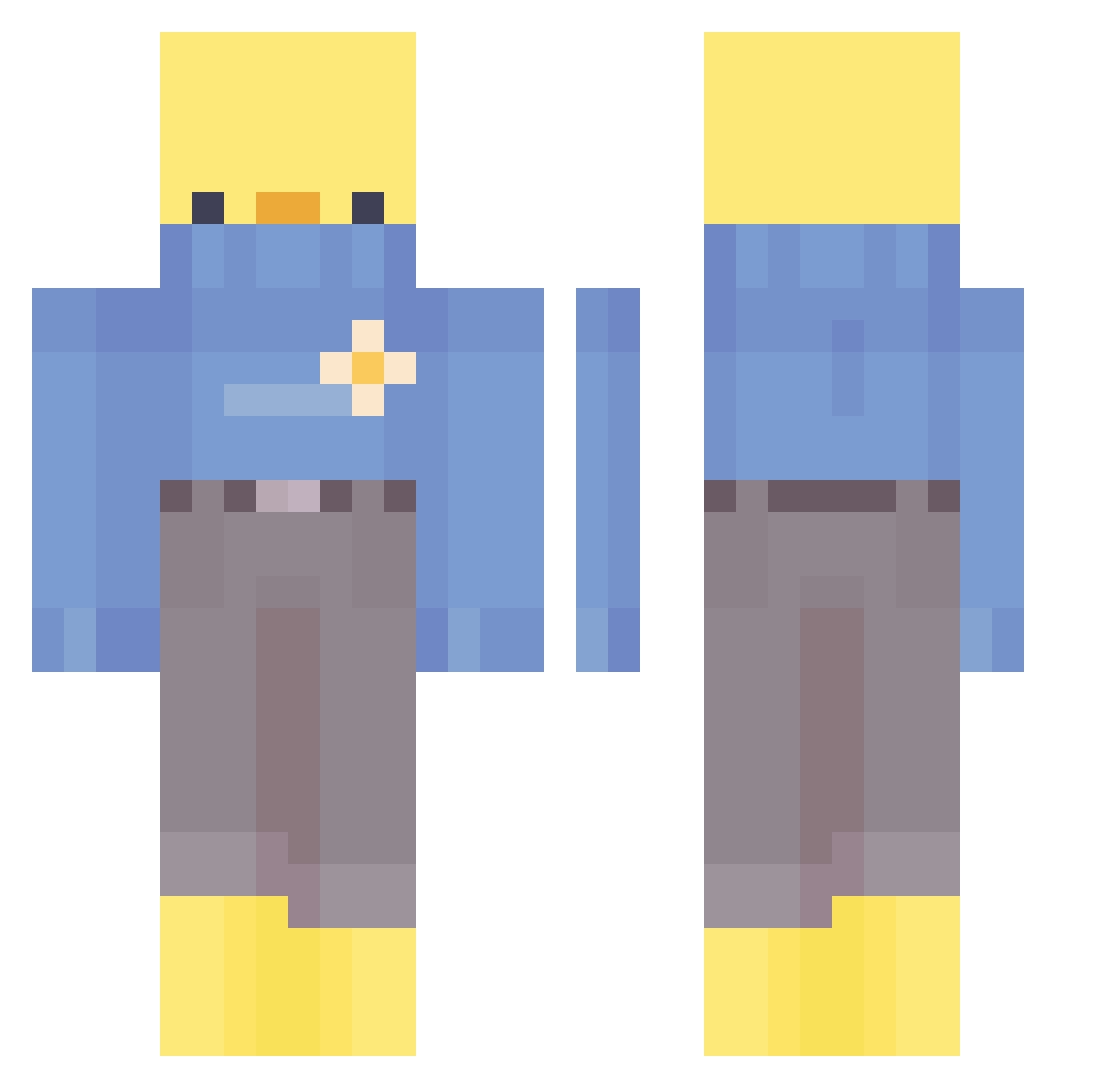 Socratic Minecraft skin, front and back view