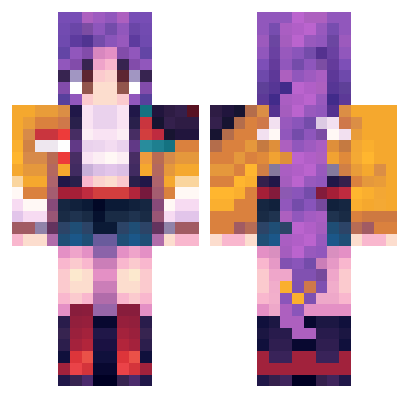 ramiedead Minecraft skin, front and back view