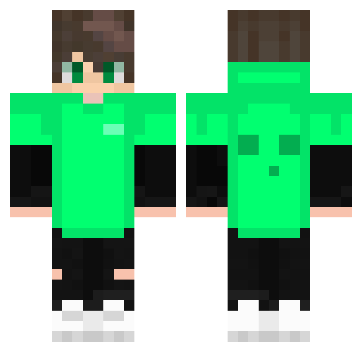 Sluzek Minecraft skin, front and back view