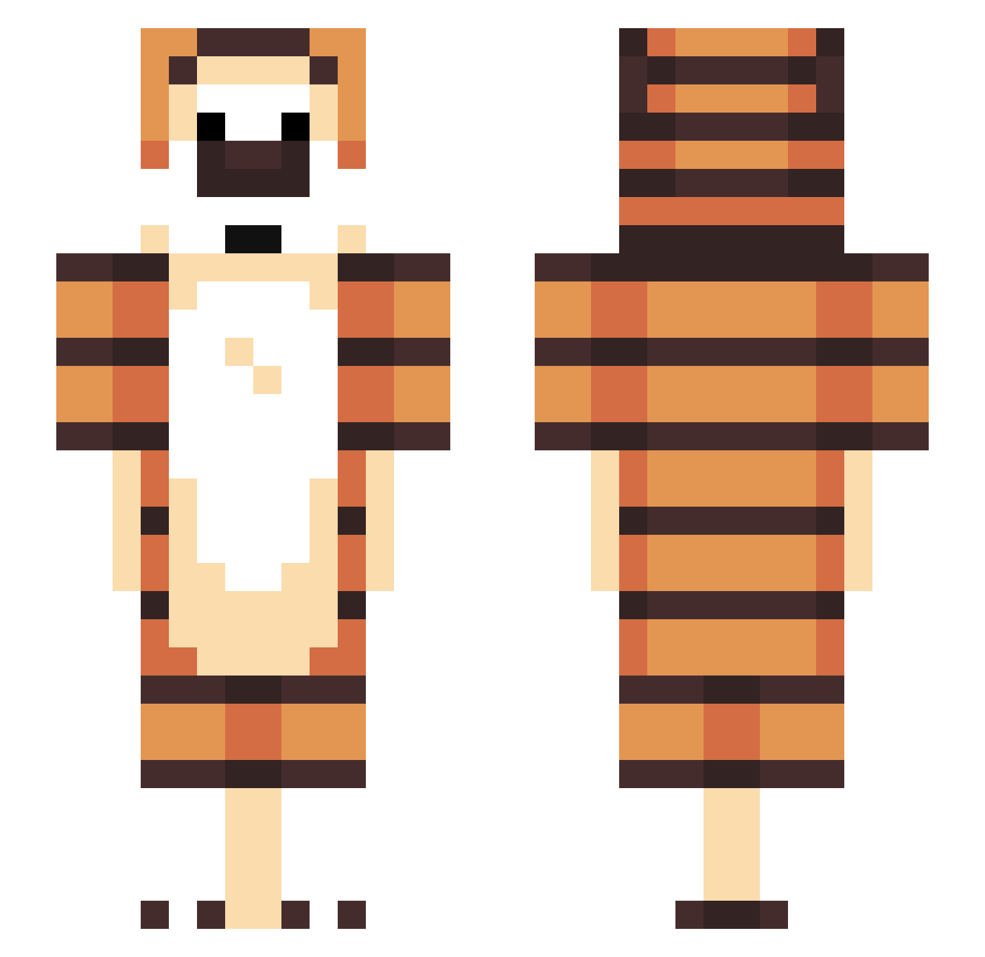 Releases Minecraft skin, front and back view