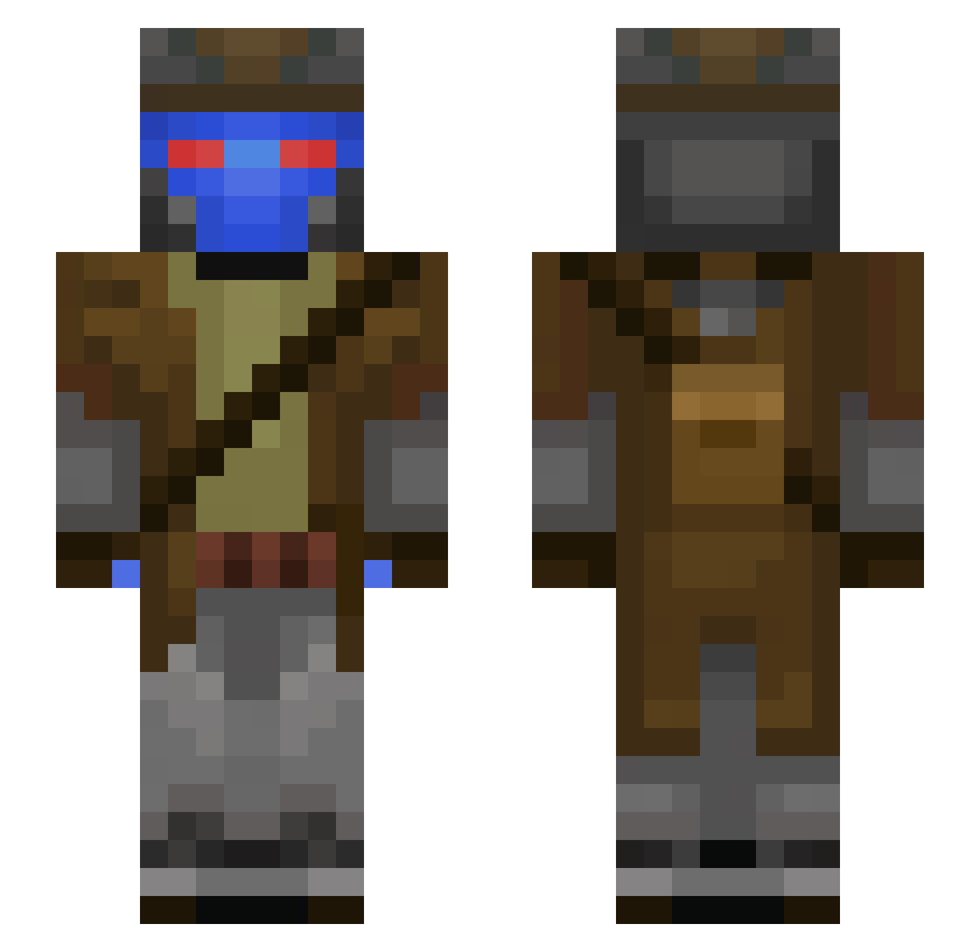 ColonelChlamydia Minecraft skin, front and back view