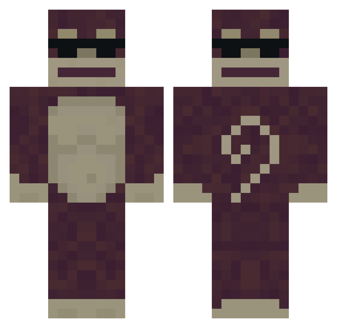 Simistery Minecraft skin, front and back view
