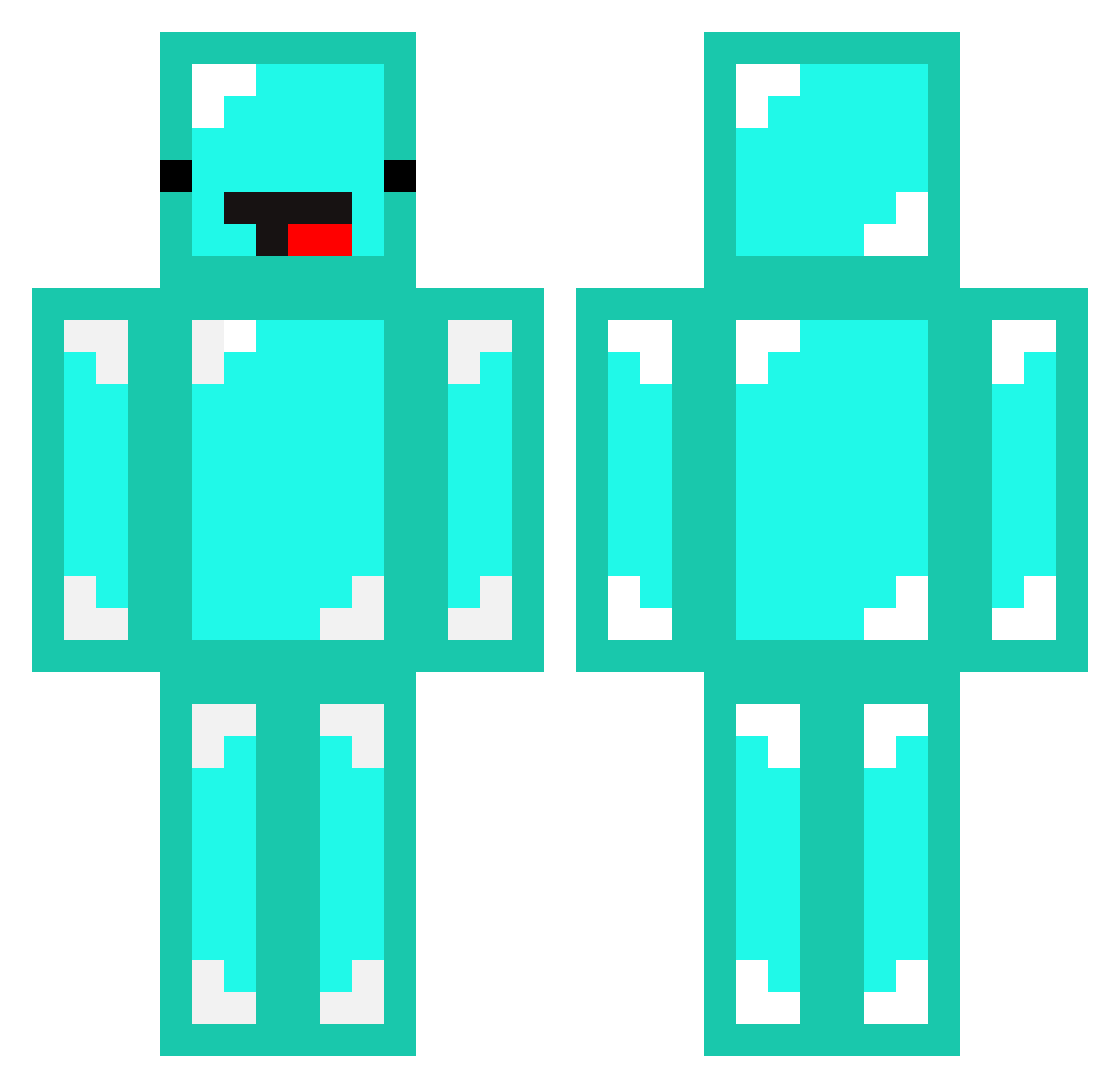 FeelUnrequited Minecraft skin, front and back view