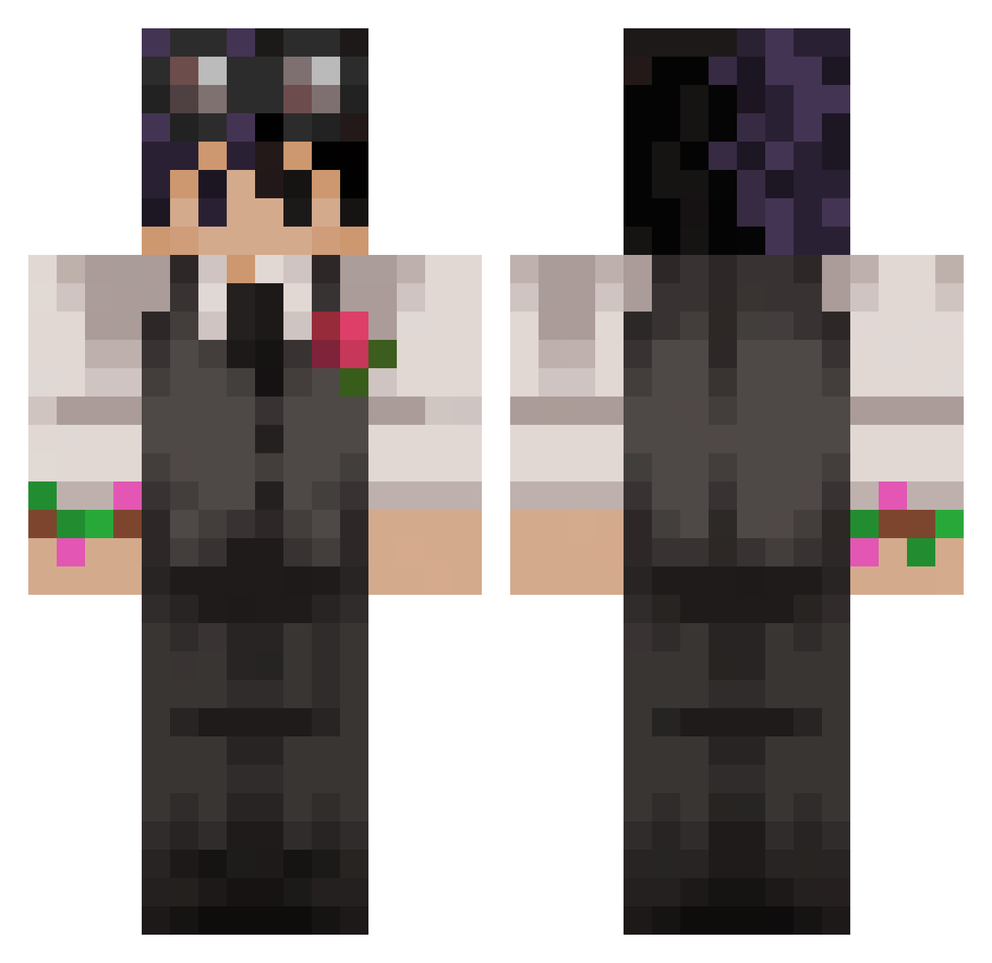 revkae Minecraft skin, front and back view