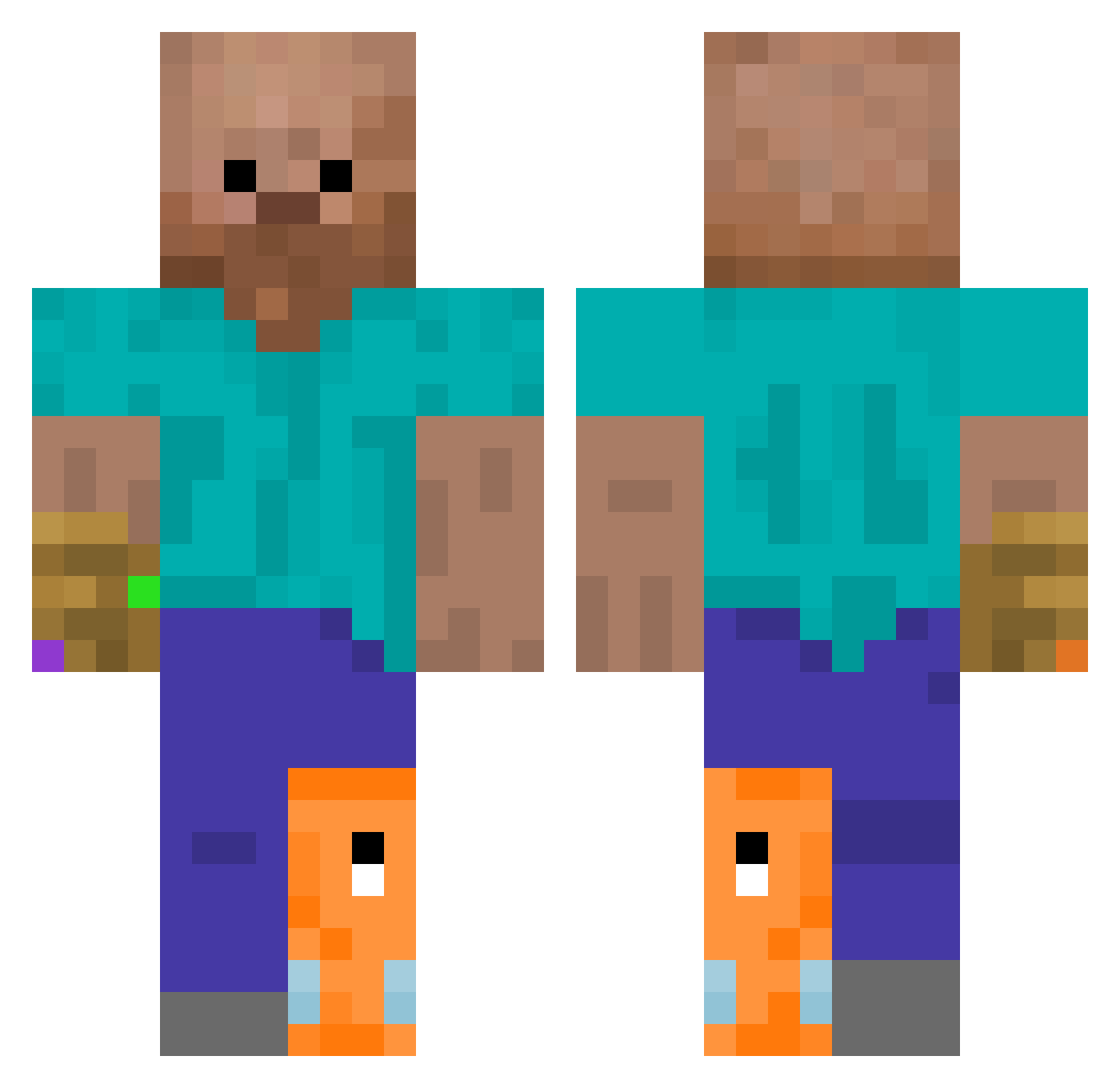 FountainOfFate Minecraft skin, front and back view