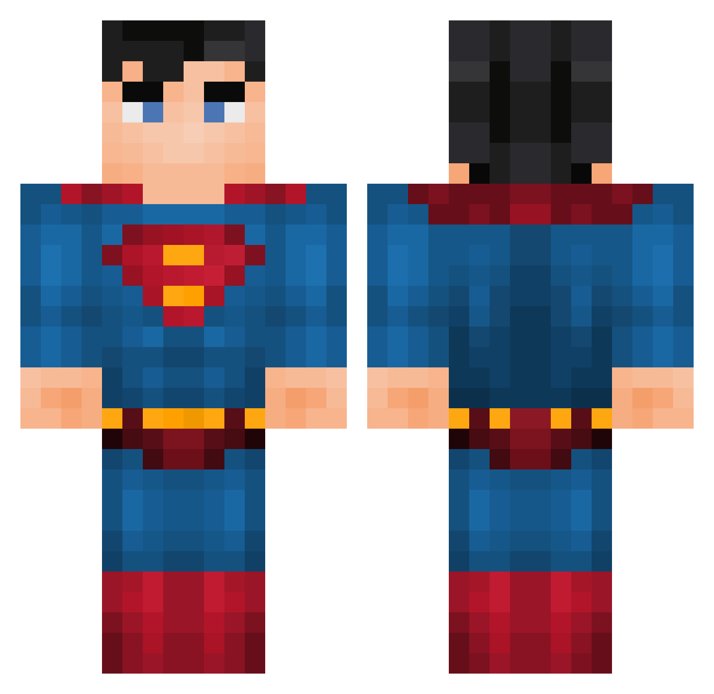 AdarosDux Minecraft skin, front and back view