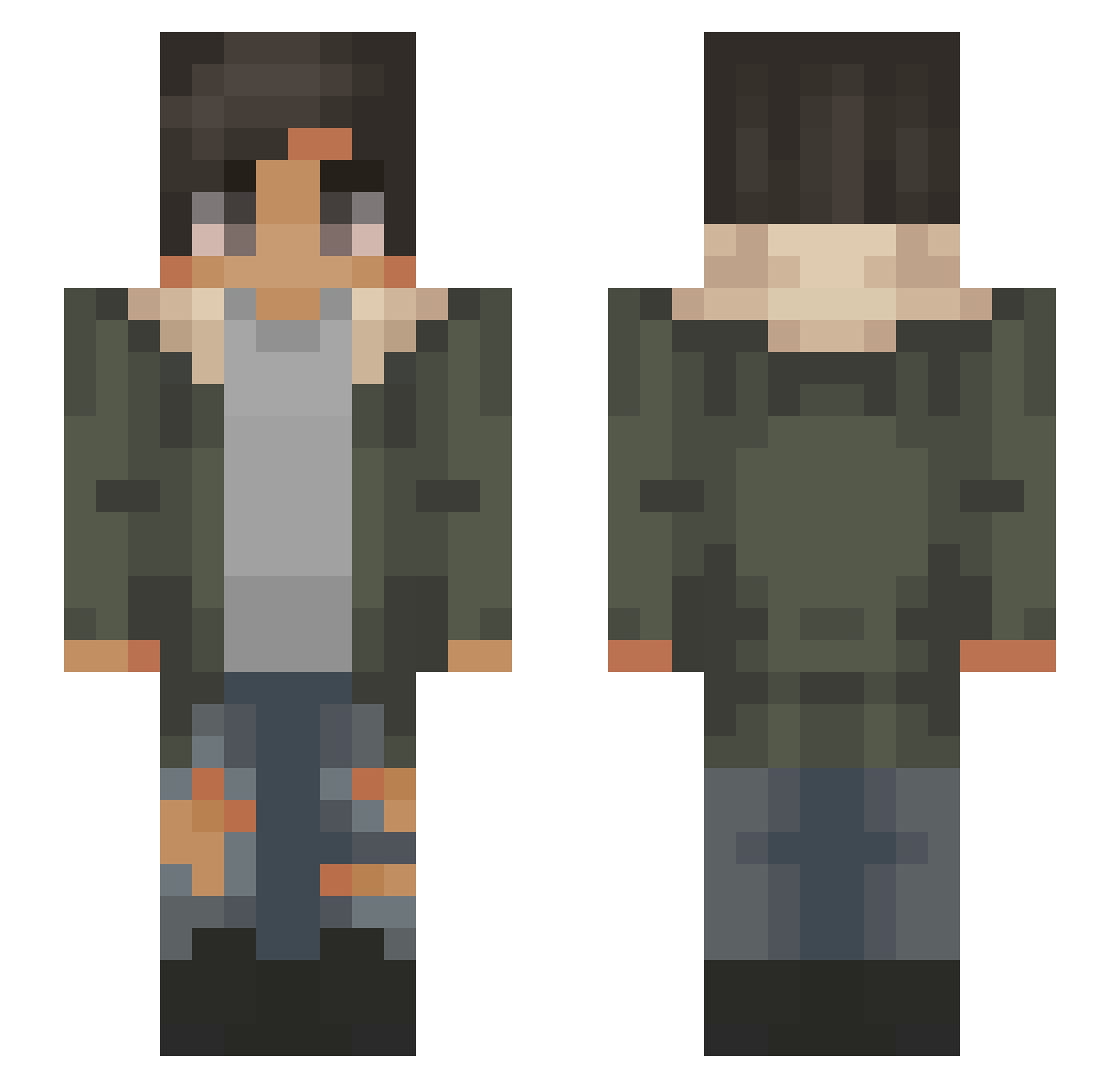 yAudax Minecraft skin, front and back view