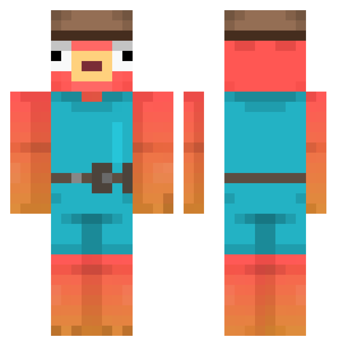 Kaiwa123 Minecraft skin, front and back view