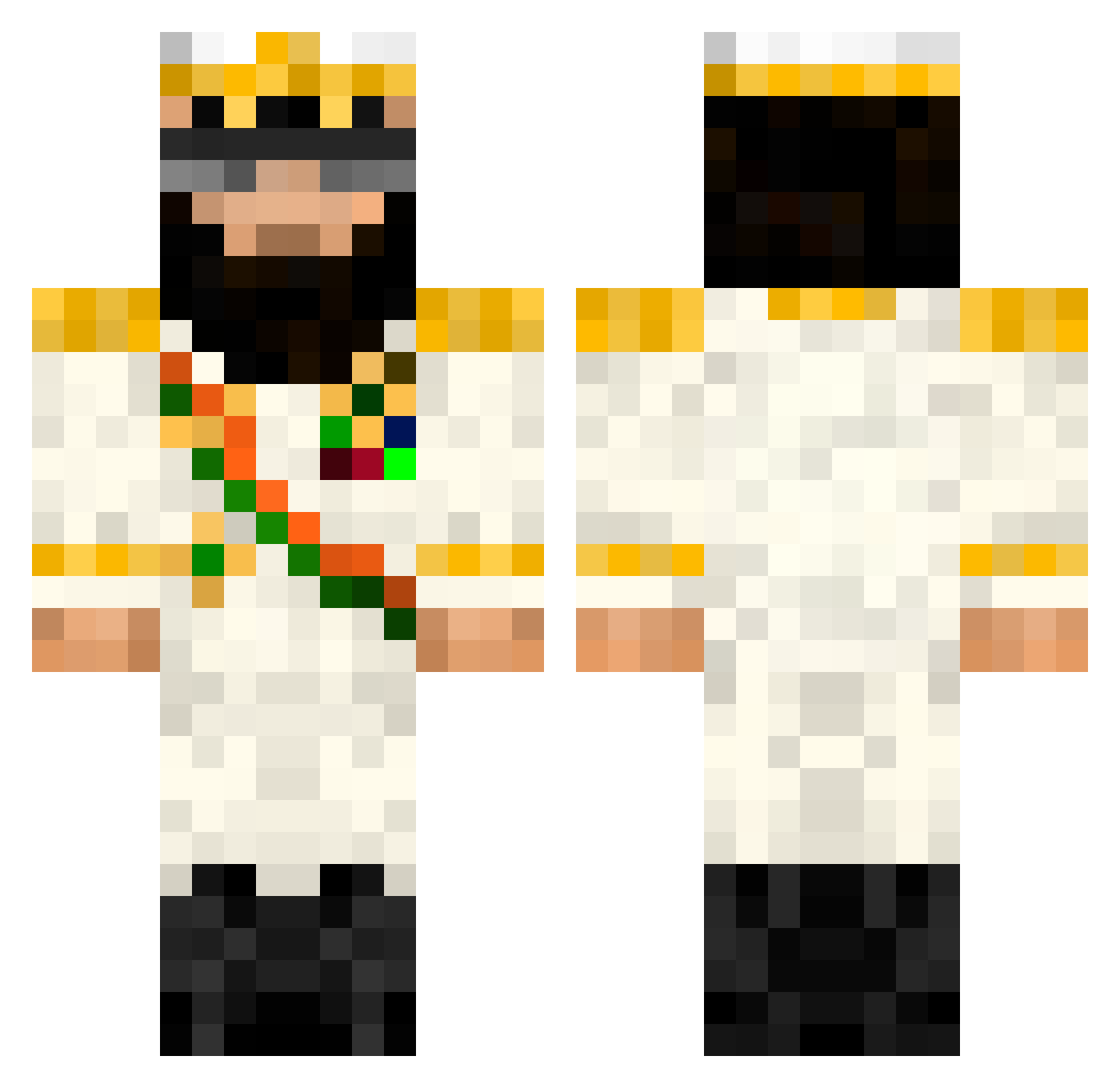 Flippy44 Minecraft skin, front and back view
