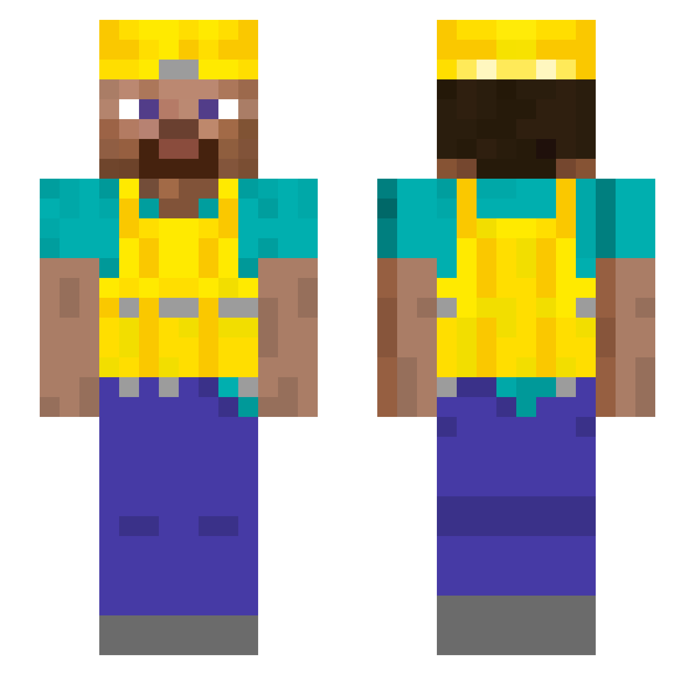 Plovu Minecraft skin, front and back view