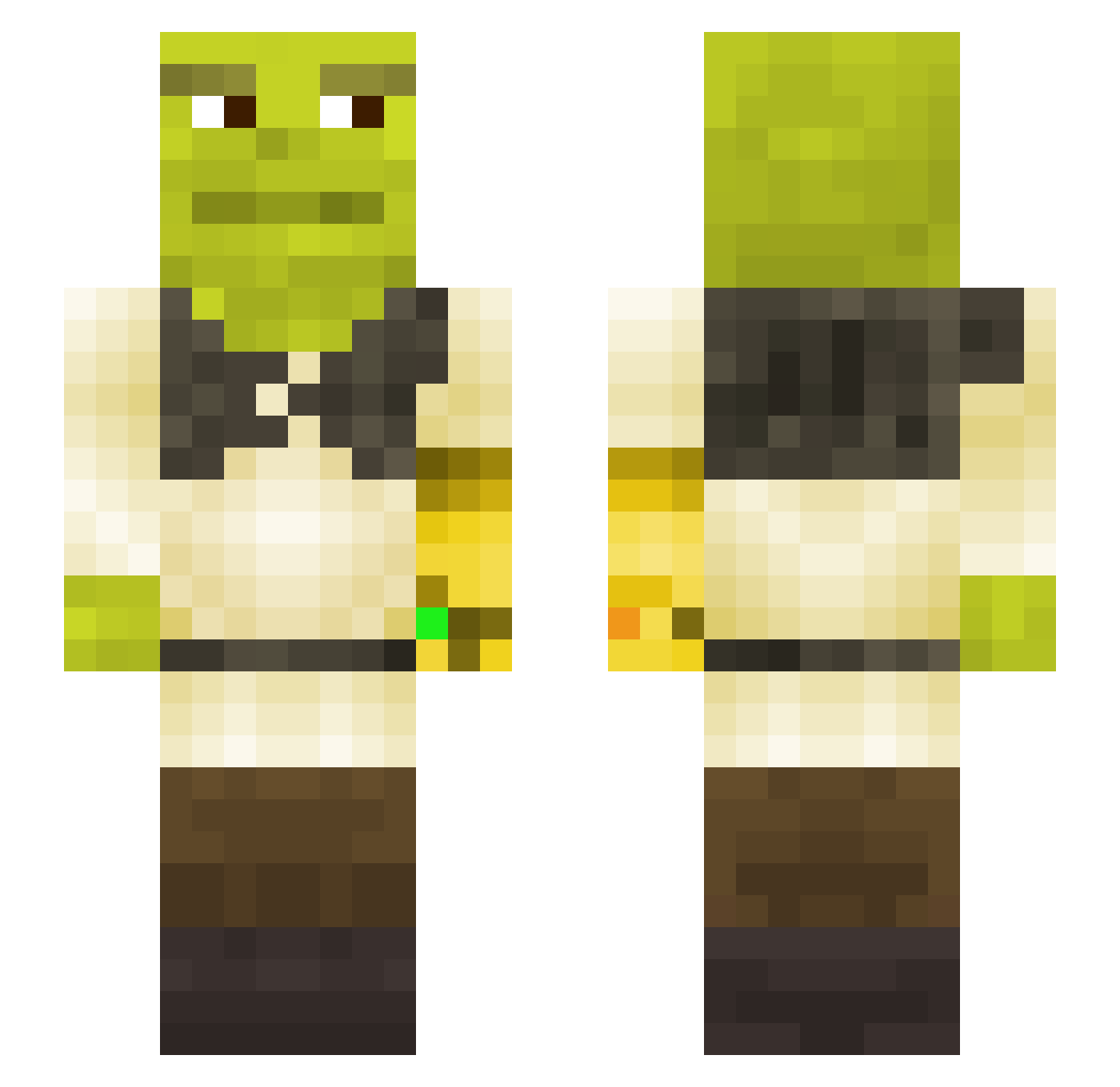 Pik4rN Minecraft skin, front and back view