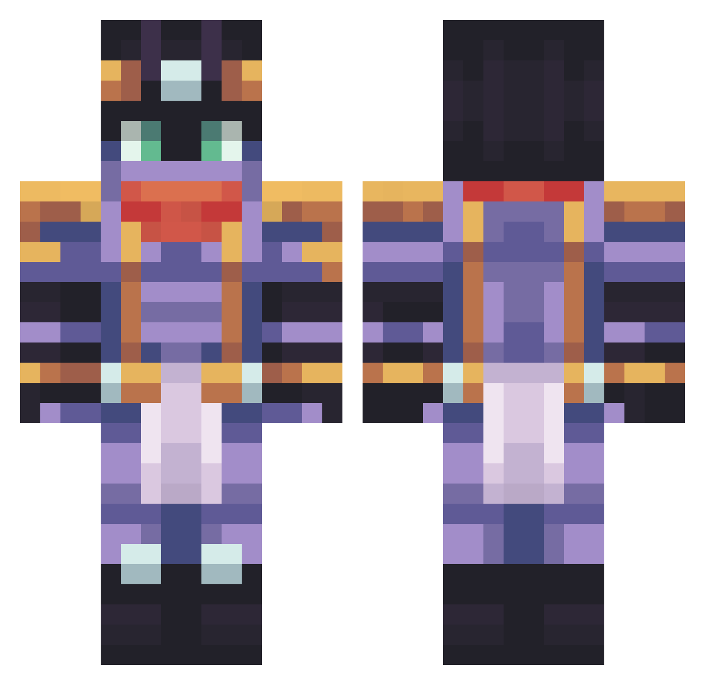 Xeqtve Minecraft skin, front and back view