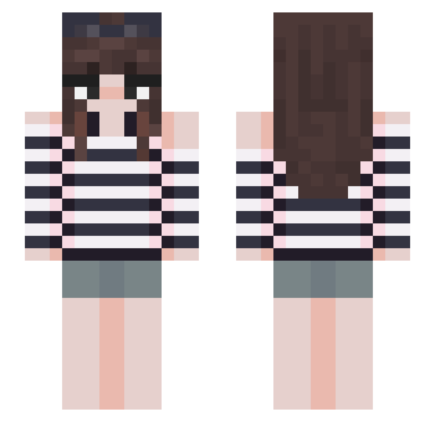 Melpizza Minecraft skin, front and back view