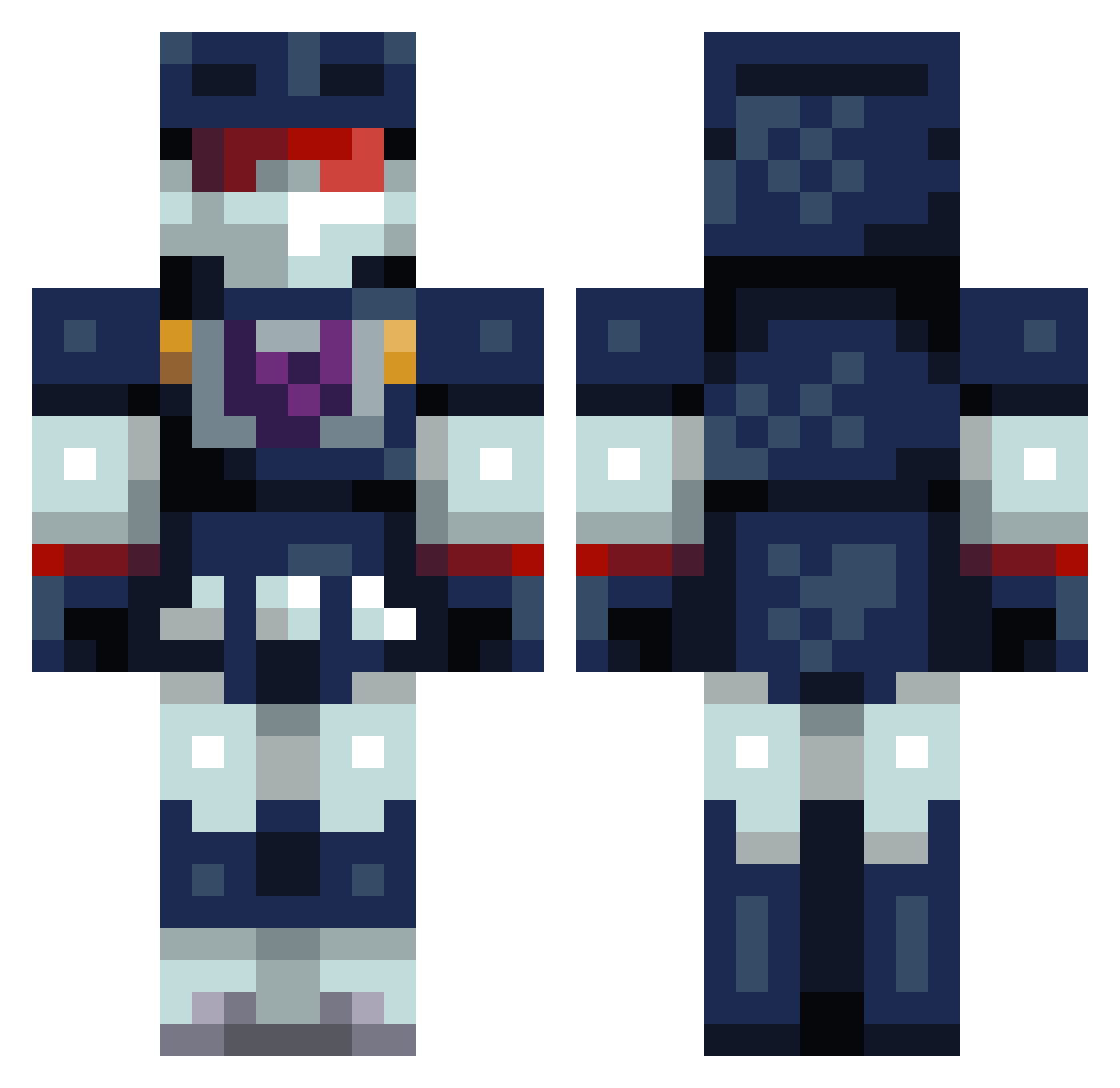 Vahk1 Minecraft skin, front and back view