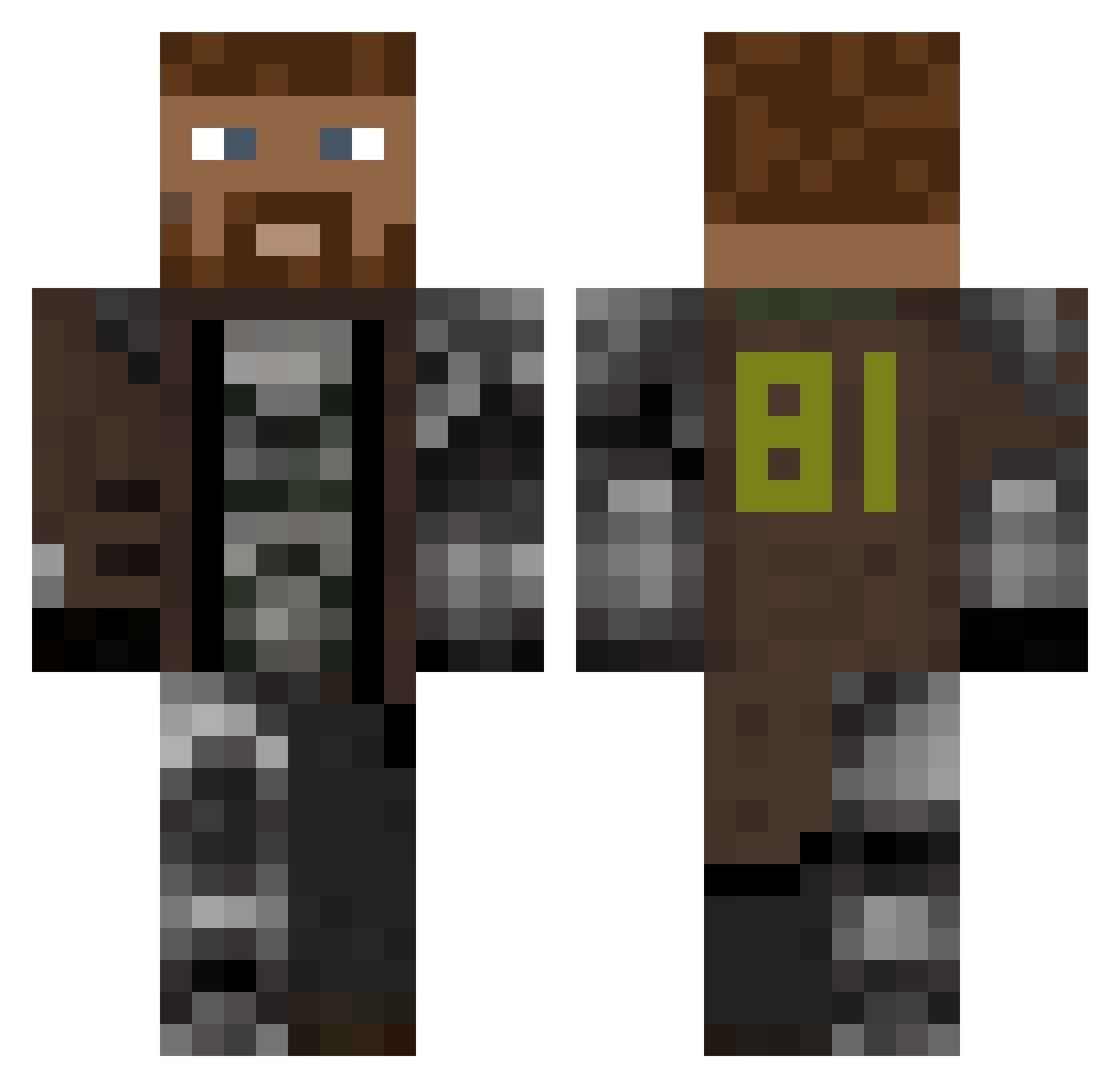 heeyman Minecraft skin, front and back view