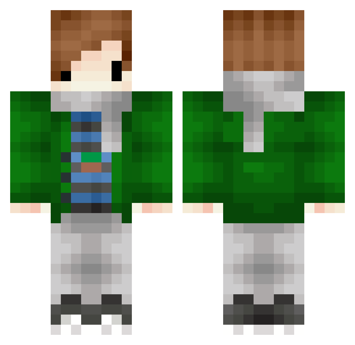 UpdateMonitor Minecraft skin, front and back view