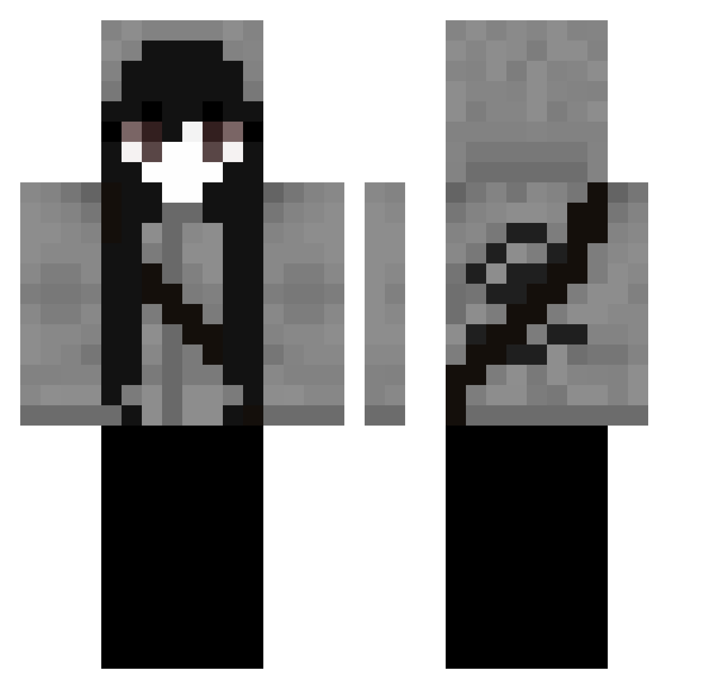 Y1knya Minecraft skin, front and back view