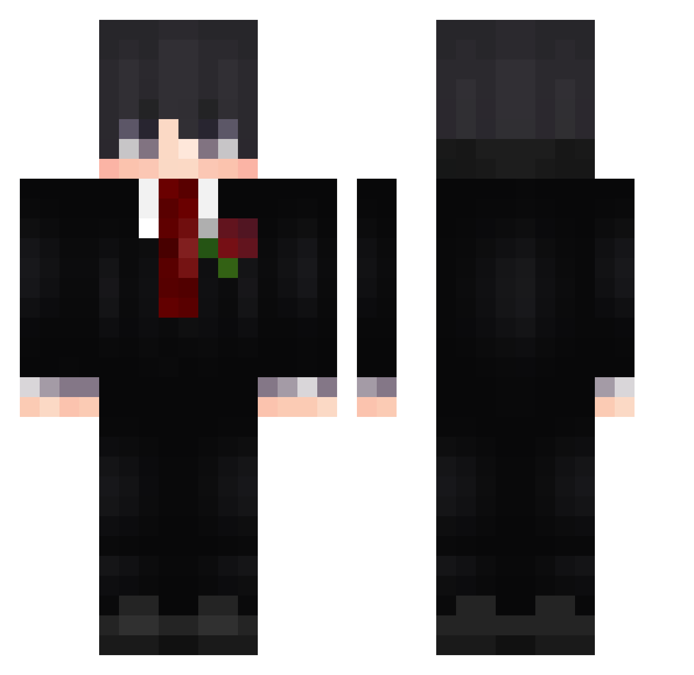 Elehcima Minecraft skin, front and back view