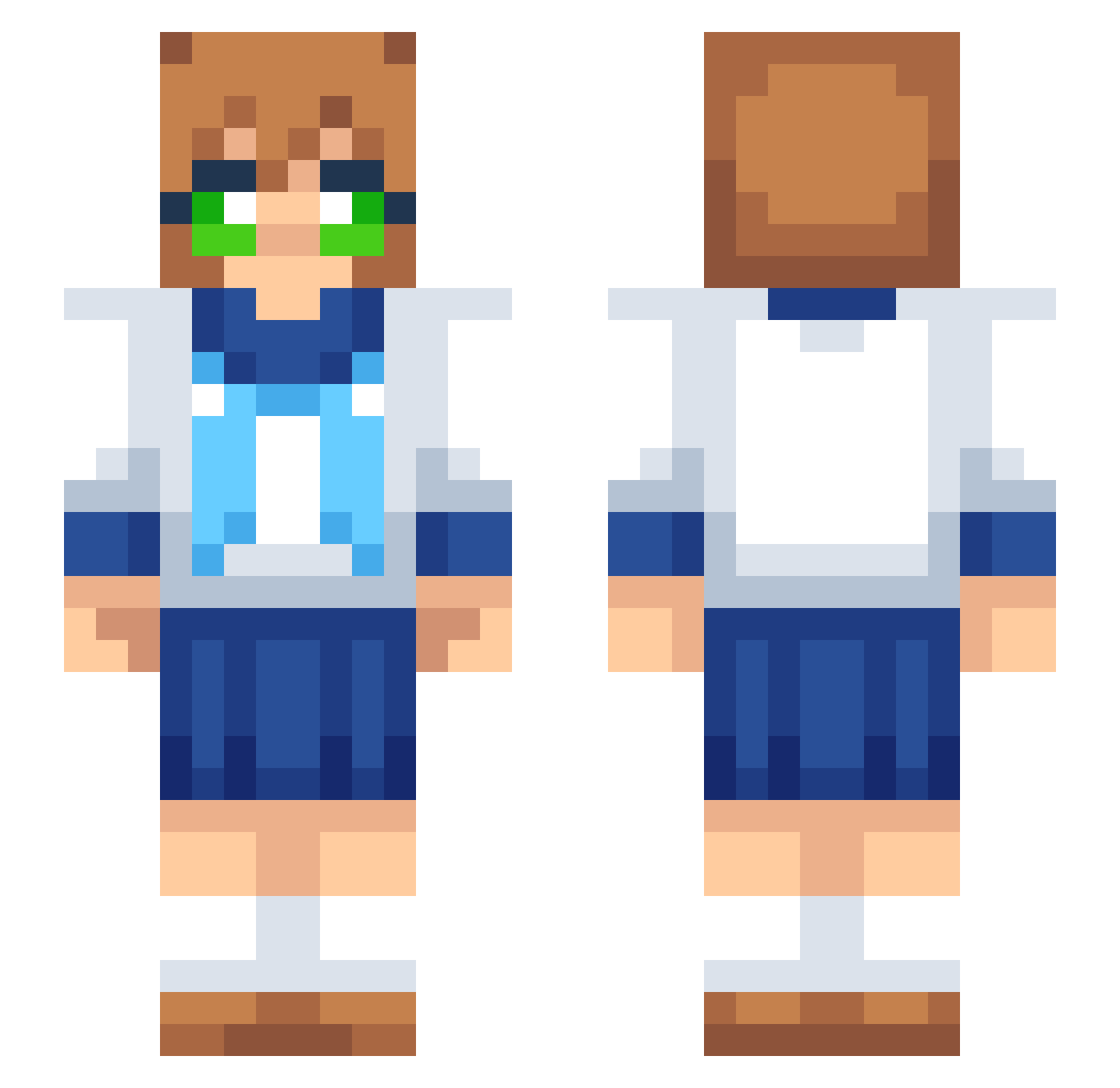 landingShark Minecraft skin, front and back view