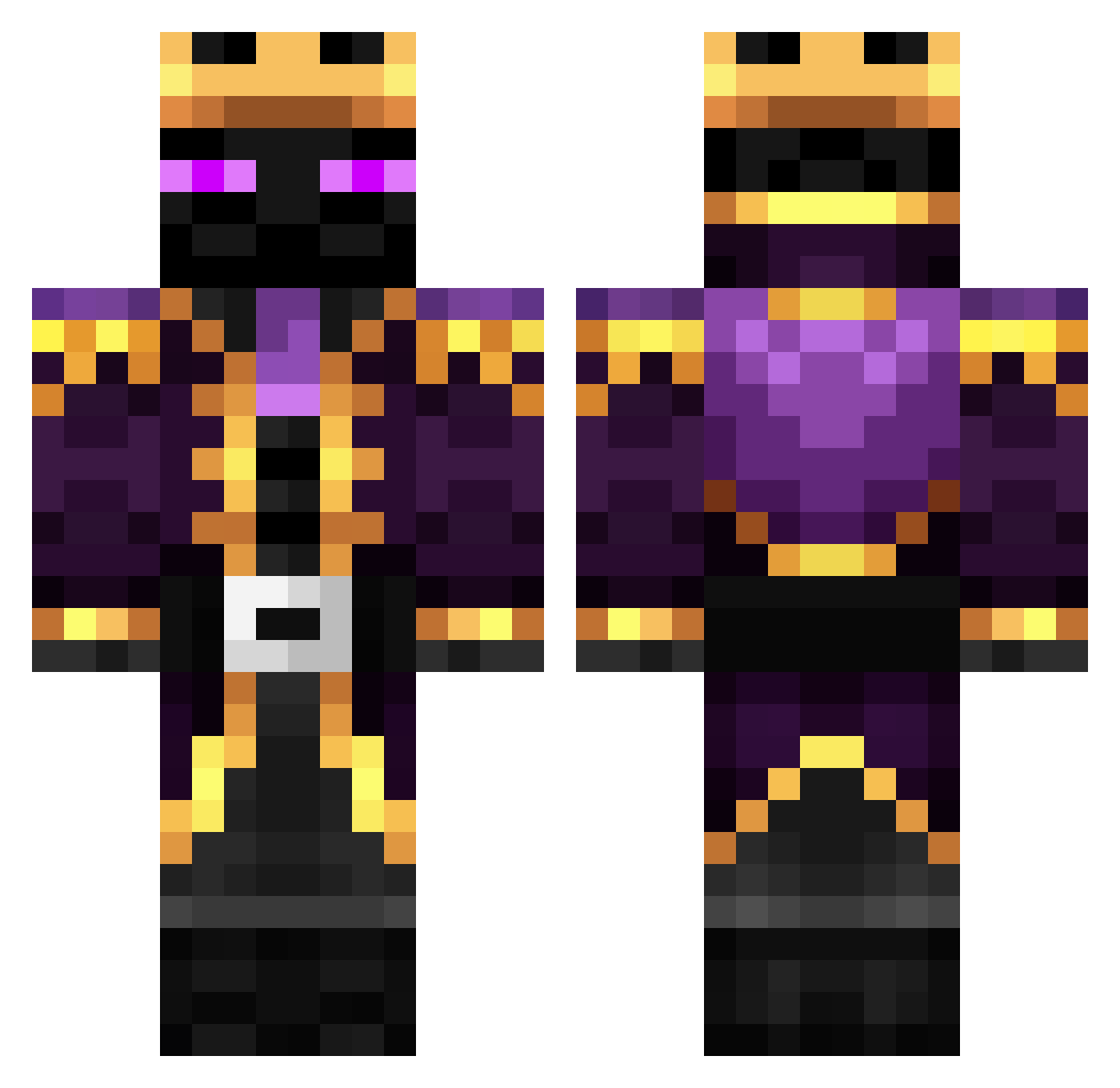 LiminalWhisper Minecraft skin, front and back view