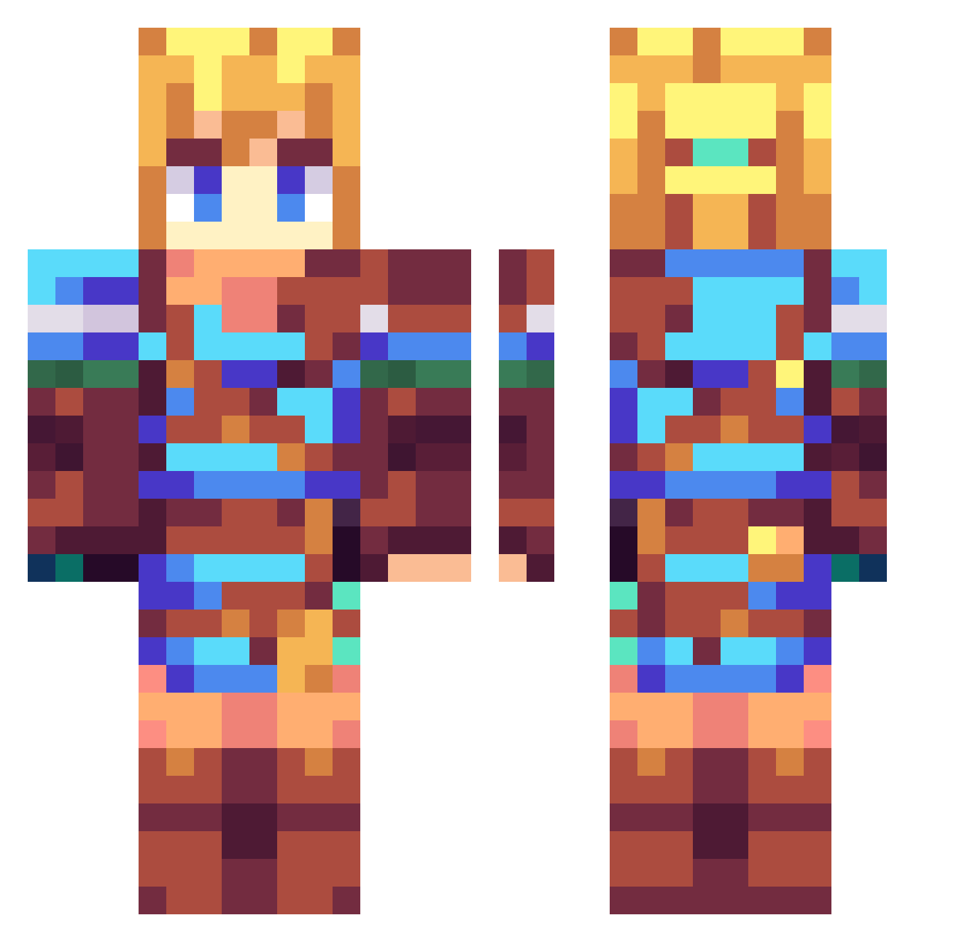 VeryCherry14 Minecraft skin, front and back view
