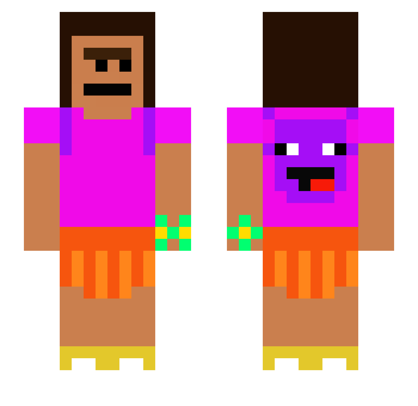 EeS Minecraft skin, front and back view