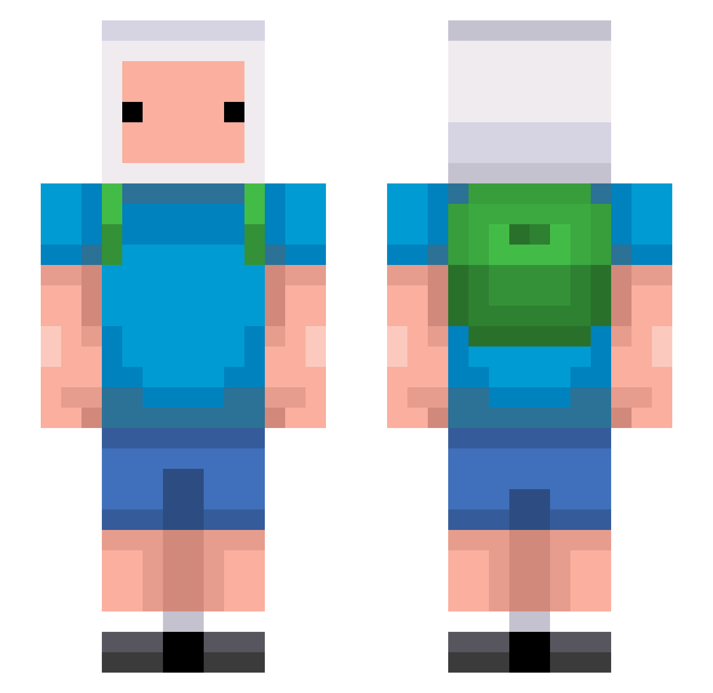 BlackAsWhite Minecraft skin, front and back view