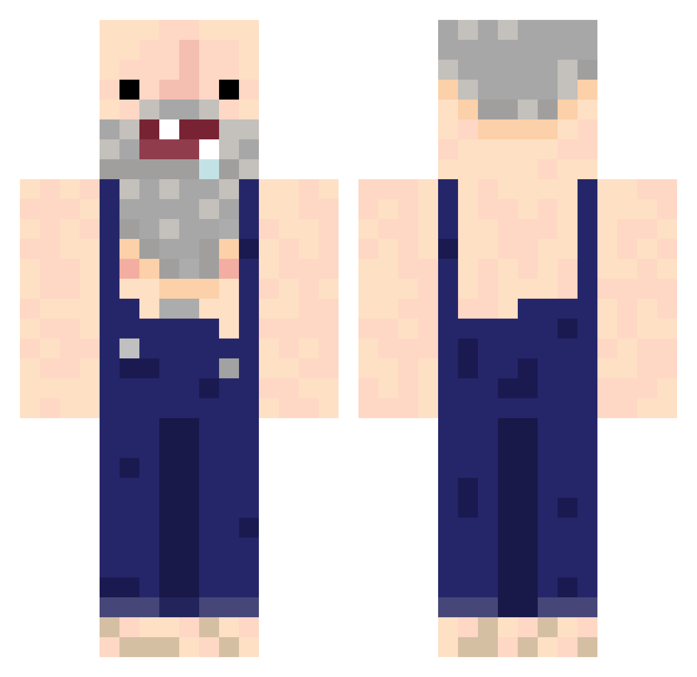 6x19 Minecraft skin, front and back view