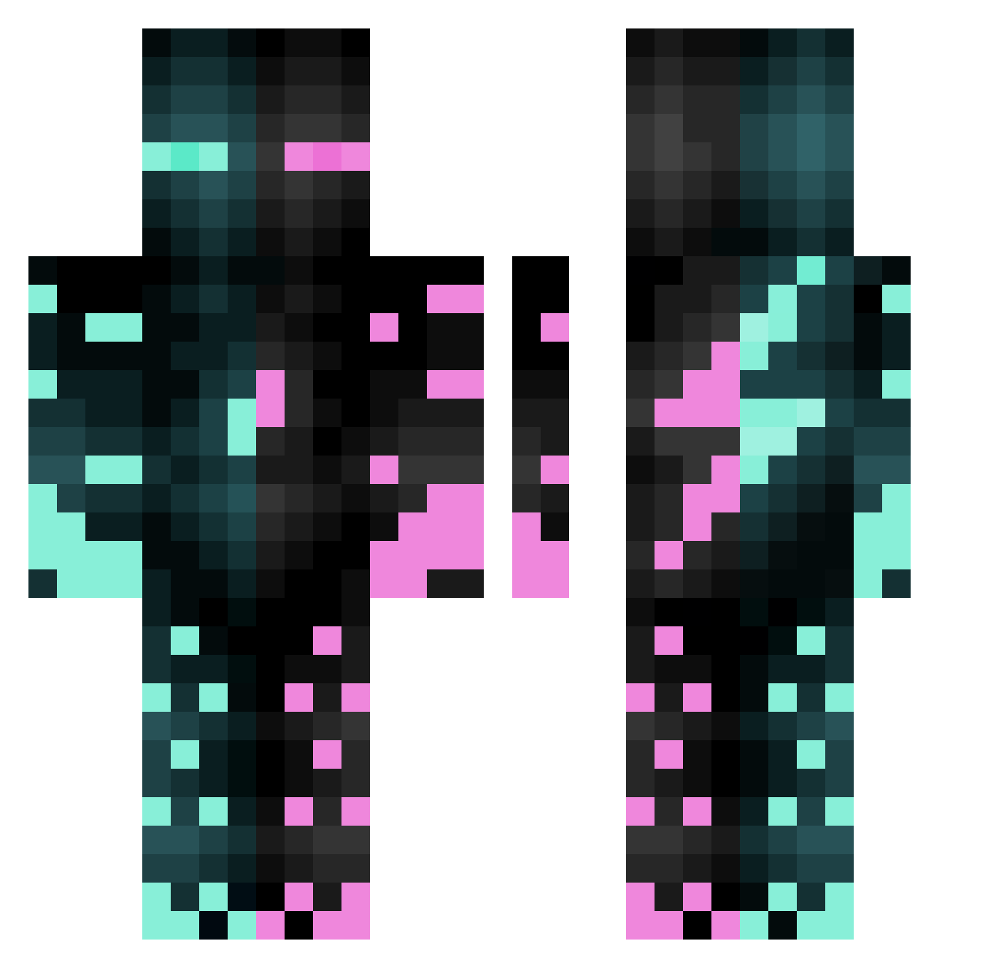 Booostedninja Minecraft skin, front and back view