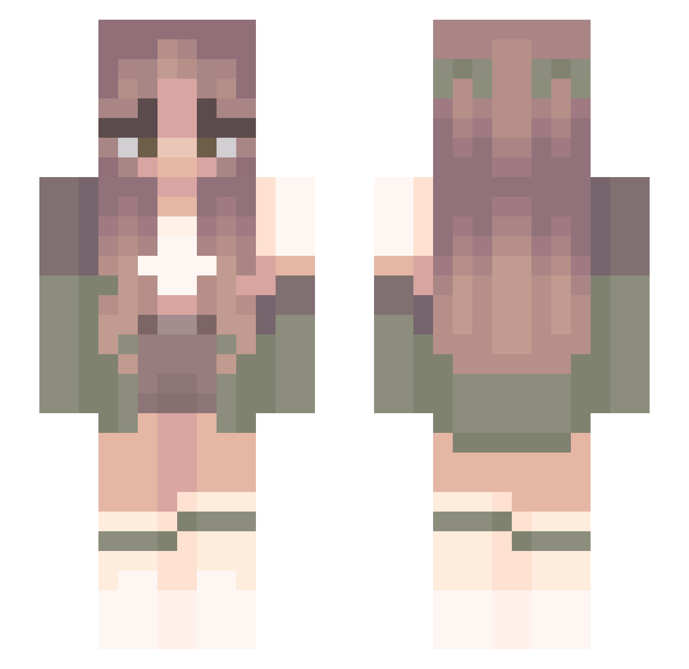MinaMeii Minecraft skin, front and back view