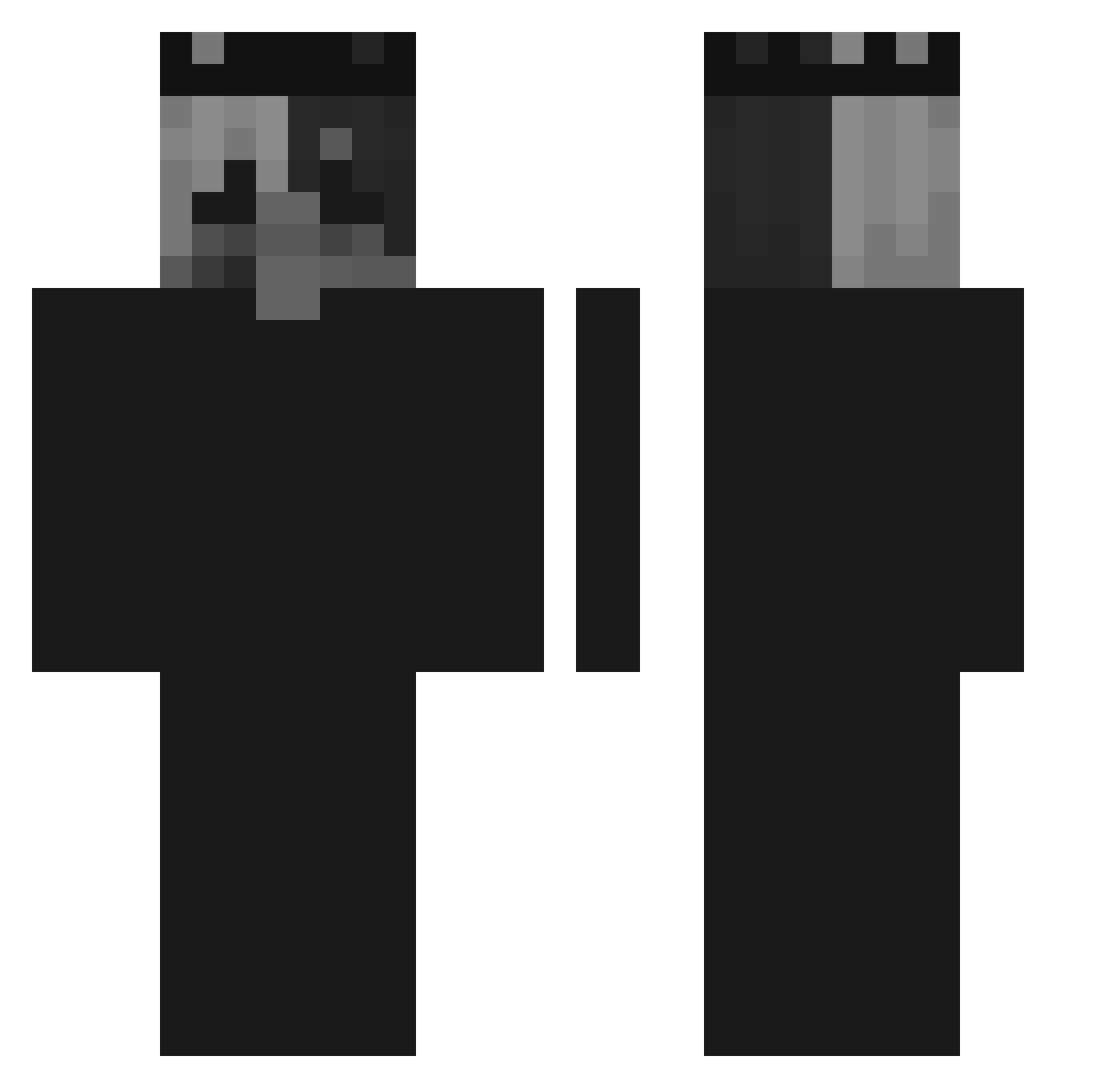 Prevaricating Minecraft skin, front and back view