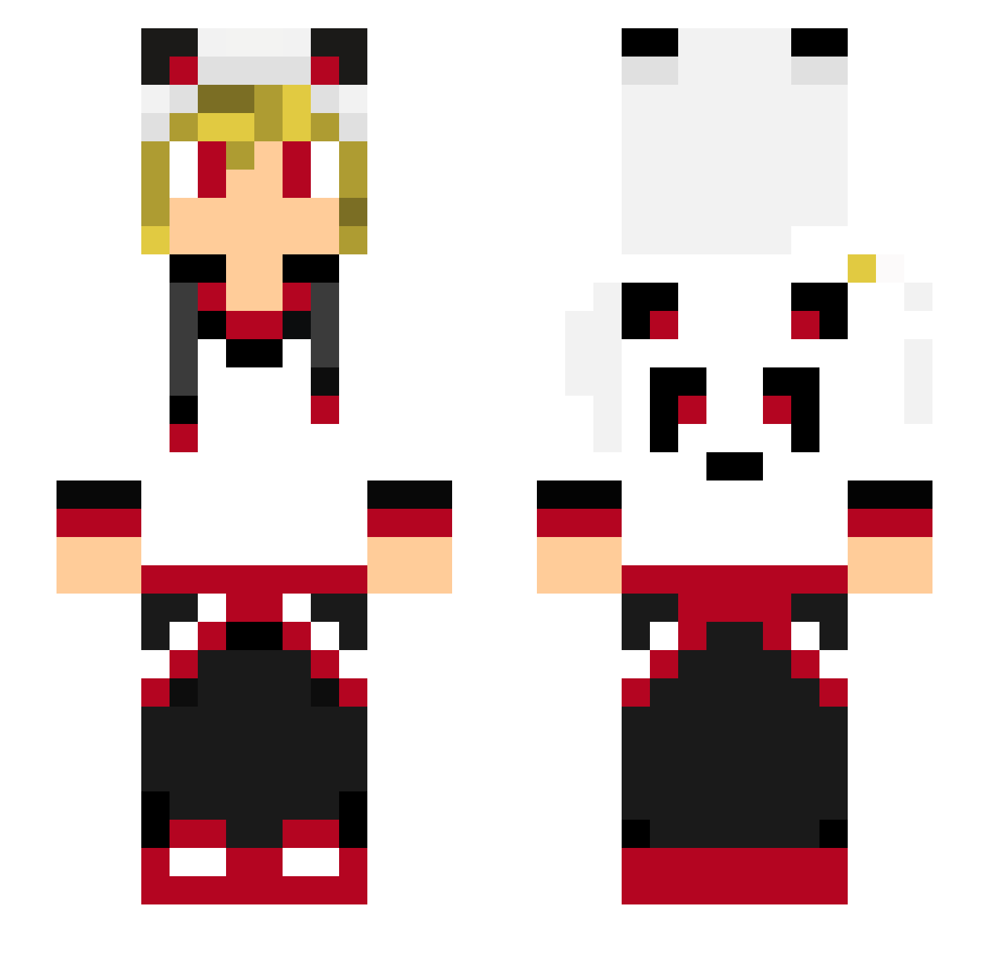 PotjeZout Minecraft skin, front and back view