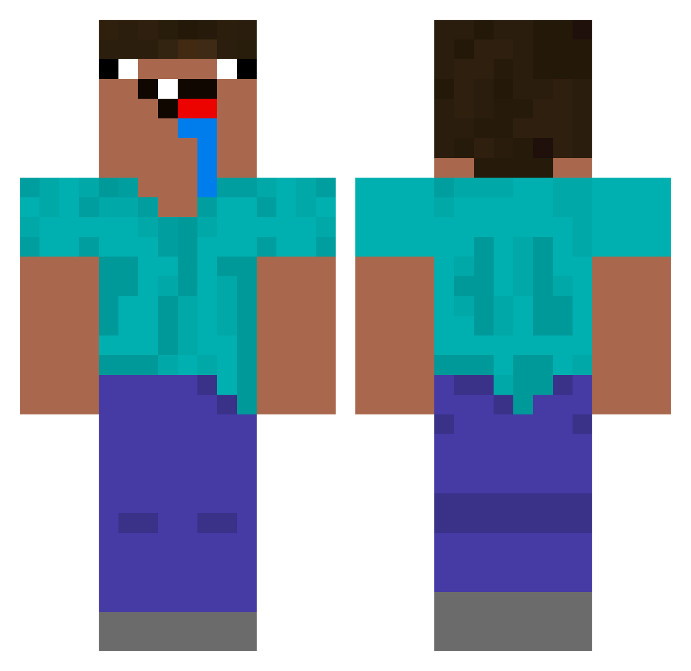 Enderlogitec Minecraft skin, front and back view