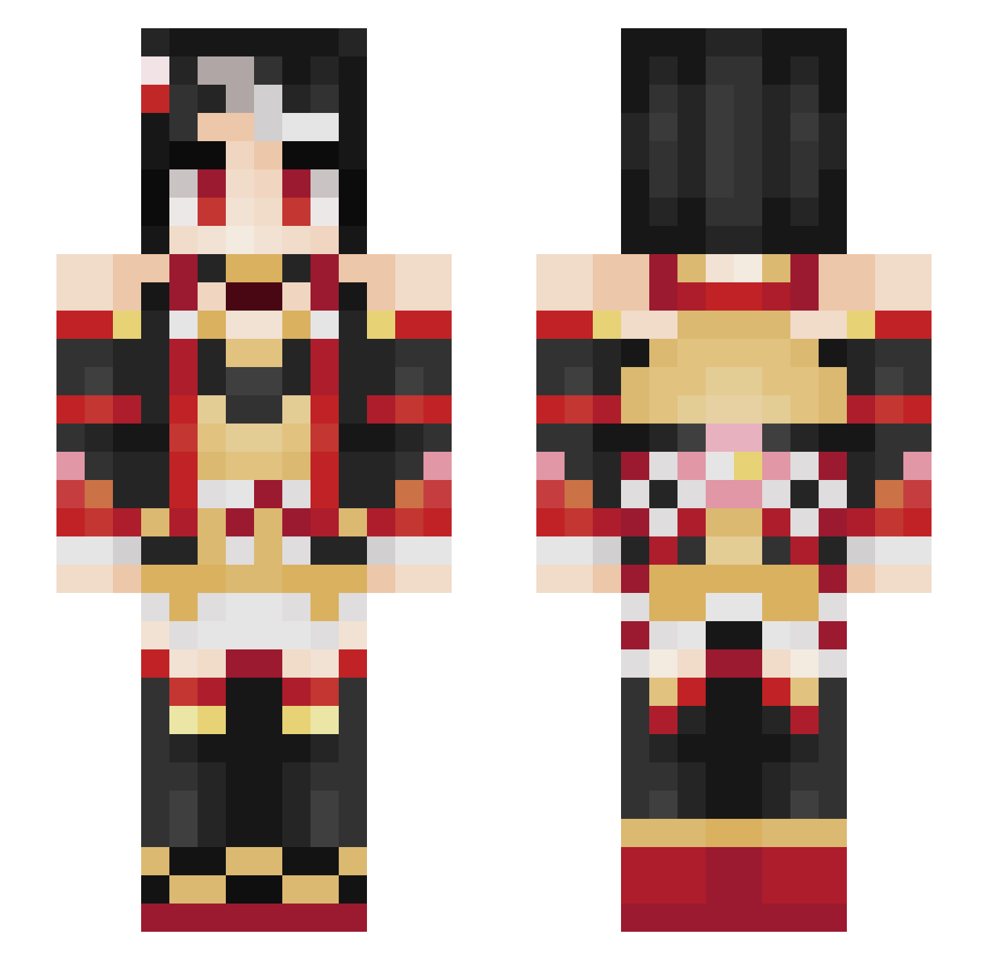 M1ray Minecraft skin, front and back view