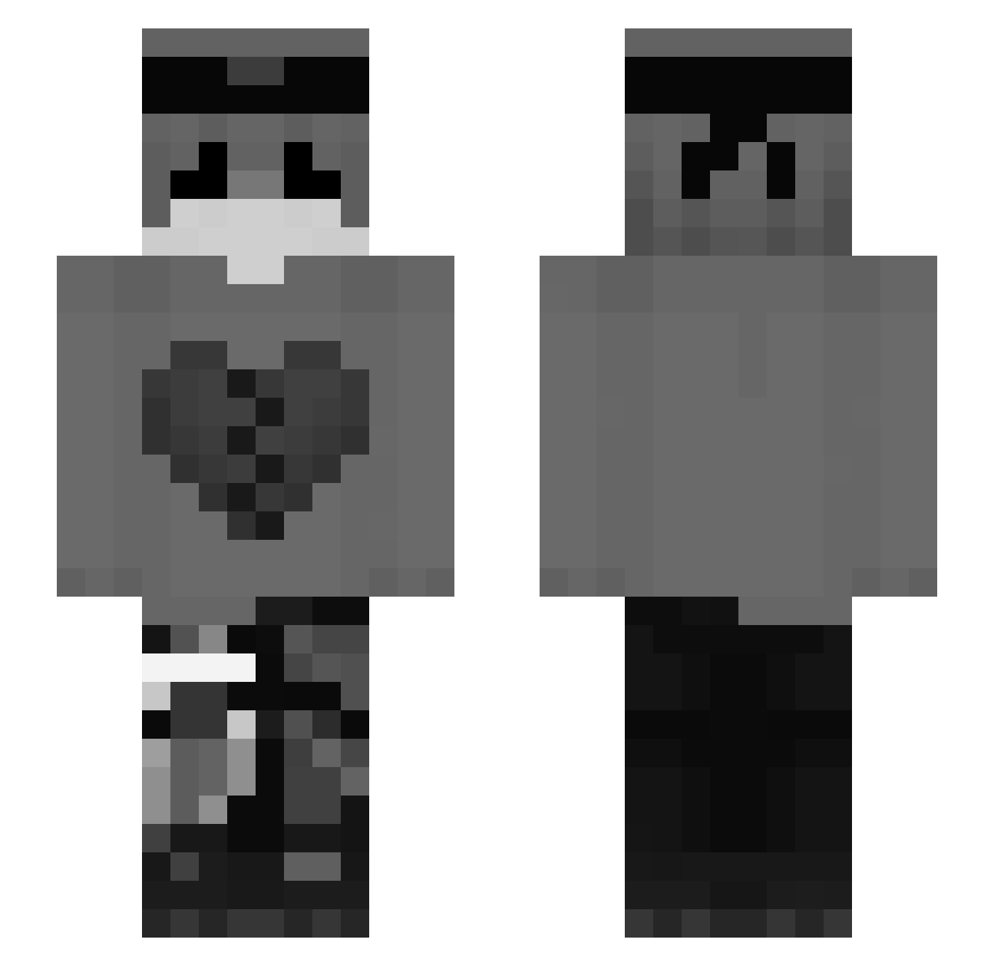 unsainted__ Minecraft skin, front and back view