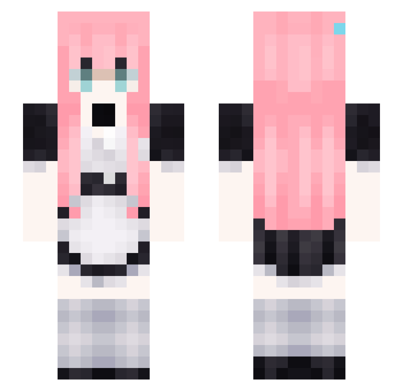 NoorLilac Minecraft skin, front and back view
